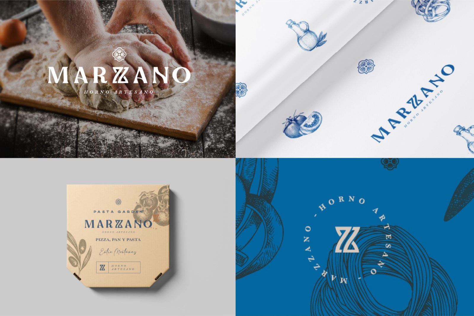 Marzano artisan bakery brand collage