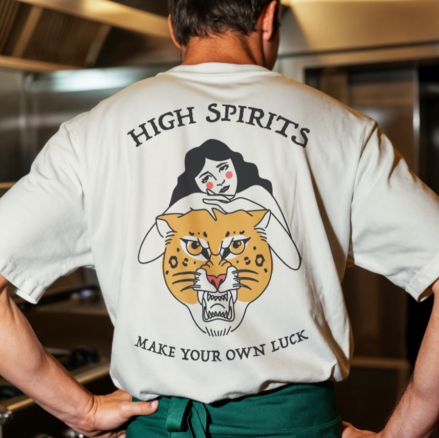 High Spirits apparel graphic print on t-shirt
