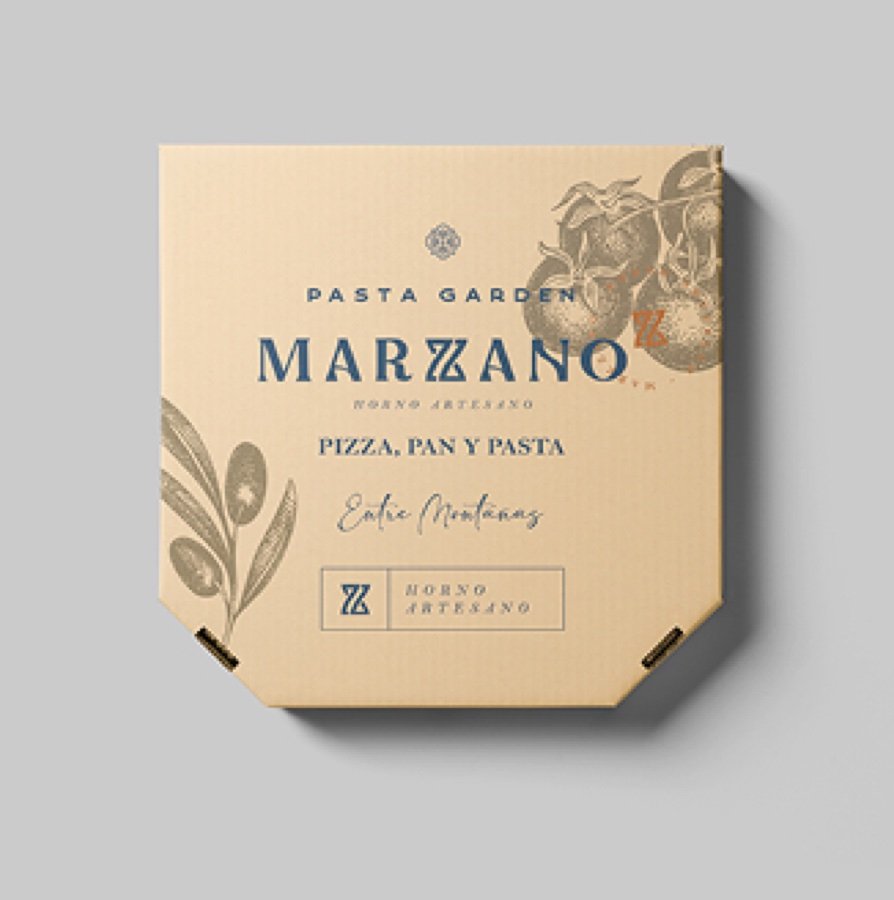 Marzano artisan bakery pizza box packaging design