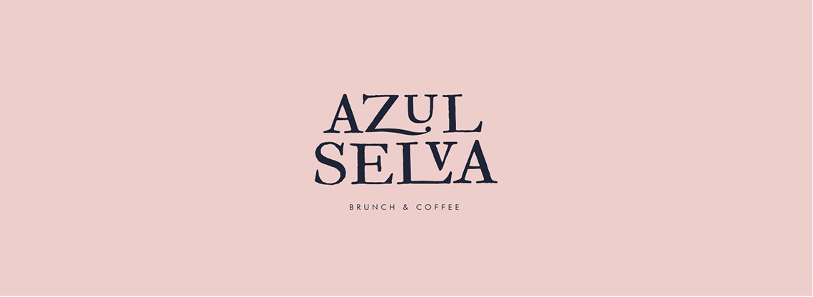 Azul Selva wordmark on a blush pink background