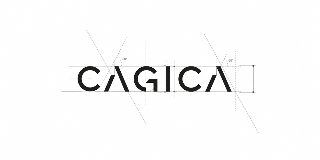 CAGICA wordmark construction grid
