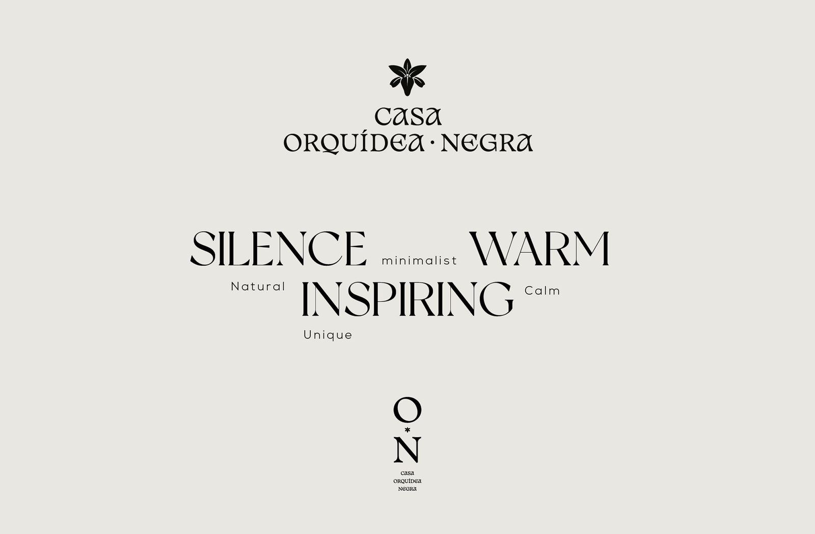 Casa Orquídea Negra mood board reading silence, warm, inspiring