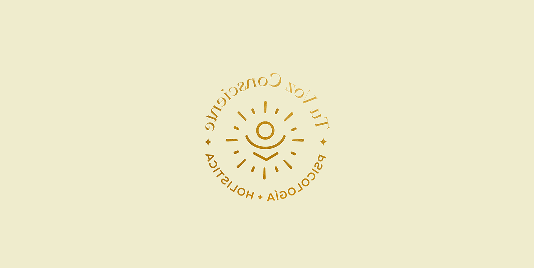 Tu Voz Consciente sunburst mark on a cream background